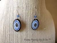 Blue Oval Earrings and Matching Necklace Pysanky Jewelry by So Jeo